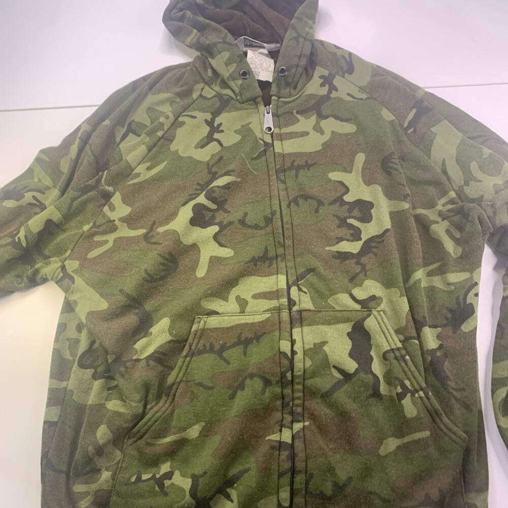 Muleskins Full Zip Hooded Sweatshirt Camouflage Mens Large Made In USA